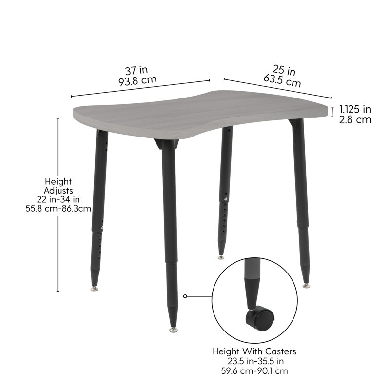 Table d'activité Adapte 25 x 37 Bowtie, Bois gris clair, Noir