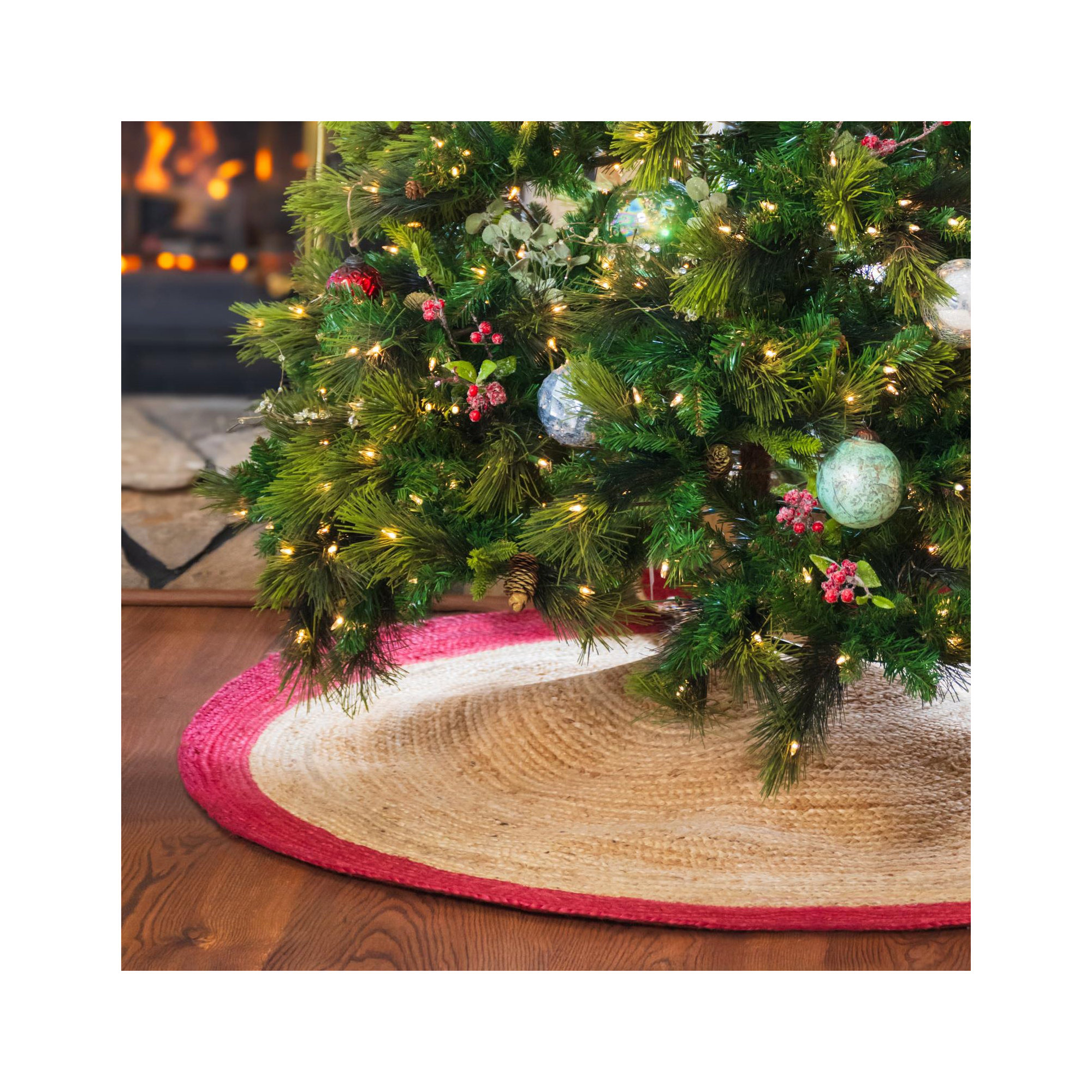Burlap Tree Skirt, Beige, Round 3'1"