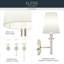 Applique murale 1 lumière 5,75 po avec abat-jour en lin blanc nickel Kleine-126501886