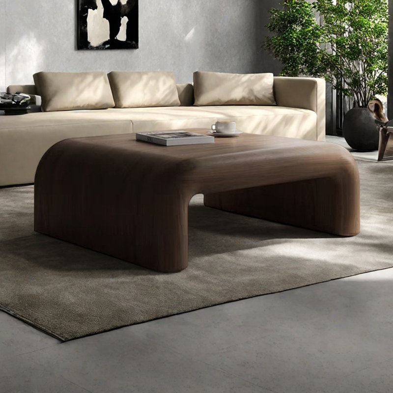 Table basse en noyer noir de style rétro, H 12,99 po x L 35,43 po x l 35,43 po