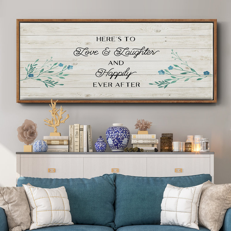Floral Happily- Framed Canvas, 24" H x 60" W