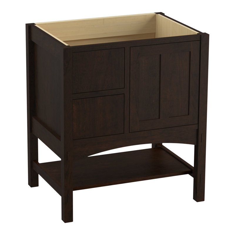 Base de meuble-lavabo 30" marabou avec 1 porte et 2 tiroirs à gauche, Suède Claret