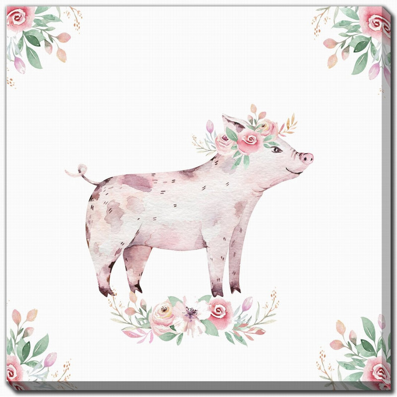 «Farm Buddies Pig», art mural sur toile, H 24 po x l 24 po