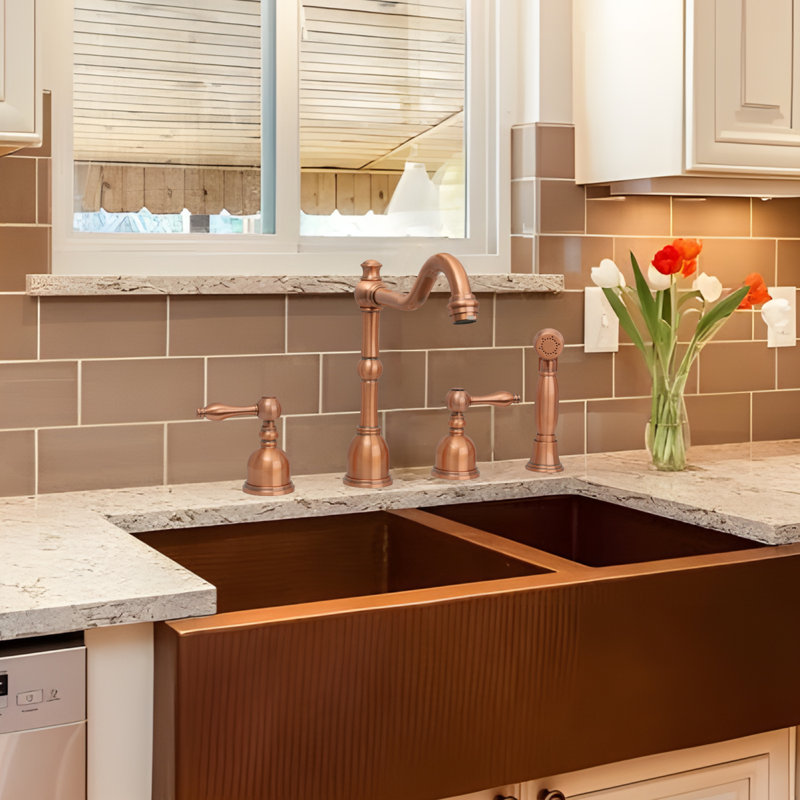 Akicon Kitchen Faucet with Side Spray, Copper