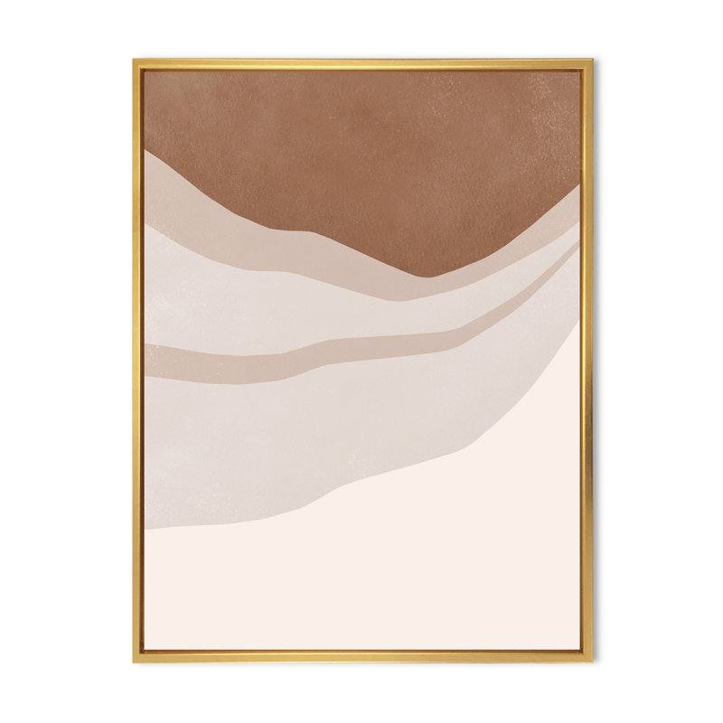 Terre cuite et formes ivoire avec effet usé - reproduction sur toile flottante, H 32 po x l 16 po x P 1 po, Encadrement doré