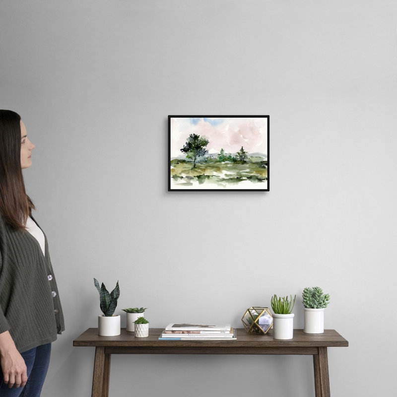 «Mauve Sunset I» par Ethan Harper - reproduction d'art, Cadre noir, H 14 po x l 18 po x P 1,75 po