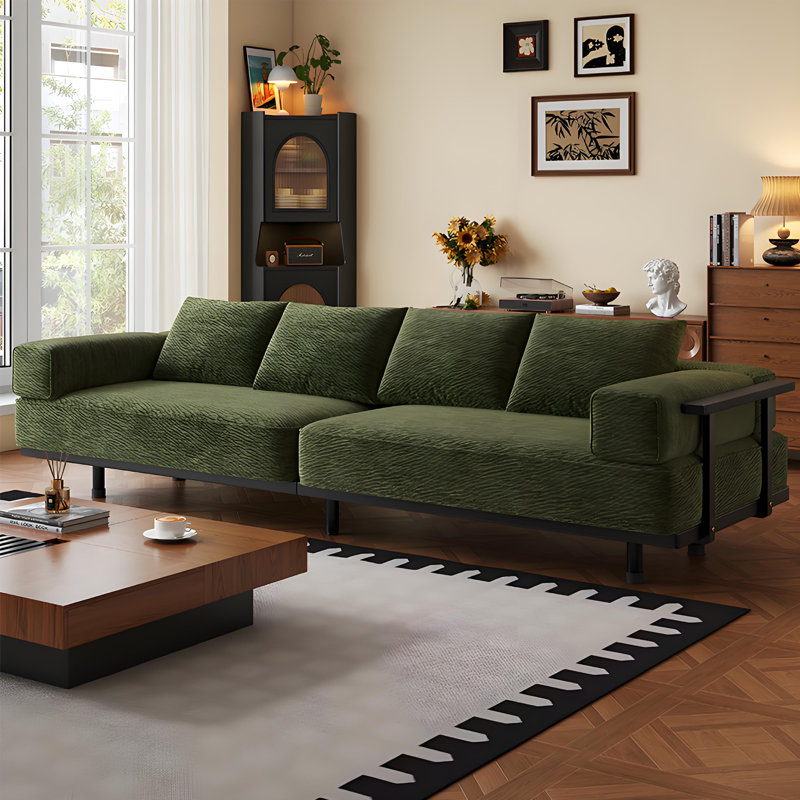 Canapé de salon droit et moderne en tissu chenille, 24.41" H x 94.49" W x 33.46" D