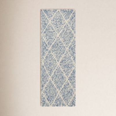 Russo Ivory Blue Hand-Woven Geometric Rug