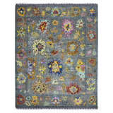 Blu Wool Oriental Area Rug in Gray