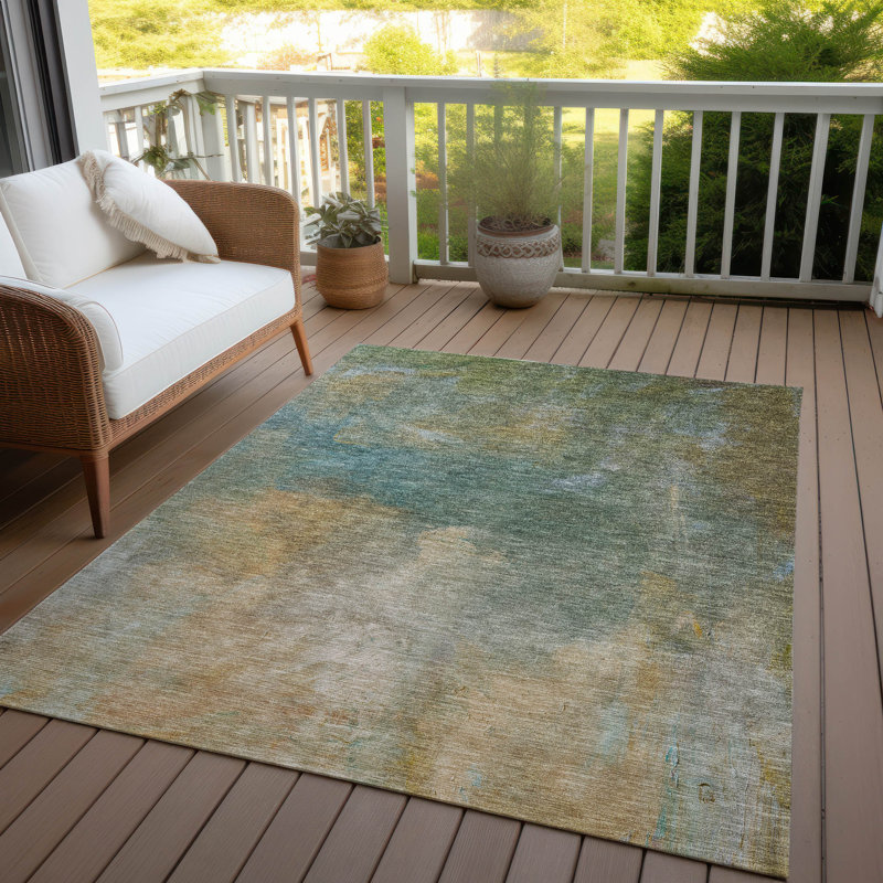 Tapis intérieur / extérieur vert Raffira , 3 pi x 5 pi
