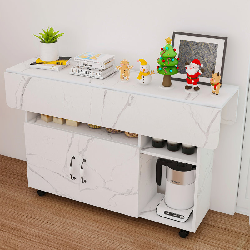 Table de salle à manger pliante multifonctionnelle extensible avec roulettes, table de salle à manger pliable mobile avec 2 abattants et espace de rangement, table rectangulaire pliable peu encombrante pour petits espaces, blanc (l 11,81 po x l 27,65 po)