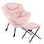 Modern Accent Chair with Folding Footrest and Head Pillow-1321982990