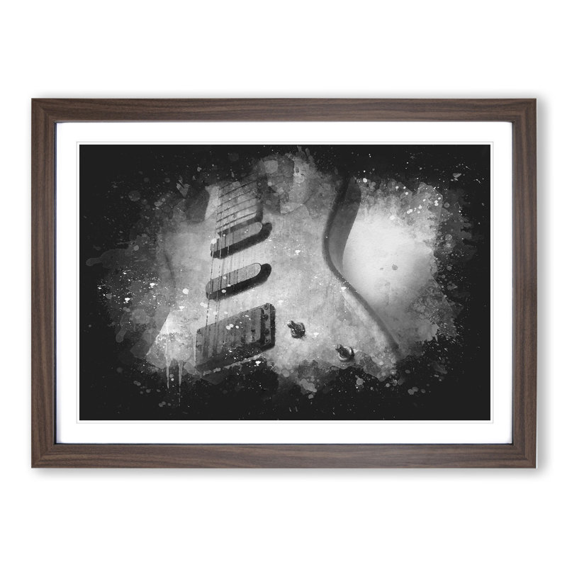 Electric Guitar Vol.2 Paint Splash - Picture Frame Graphic Art, 36cm H x 48cm W x 2cm D, Walnut