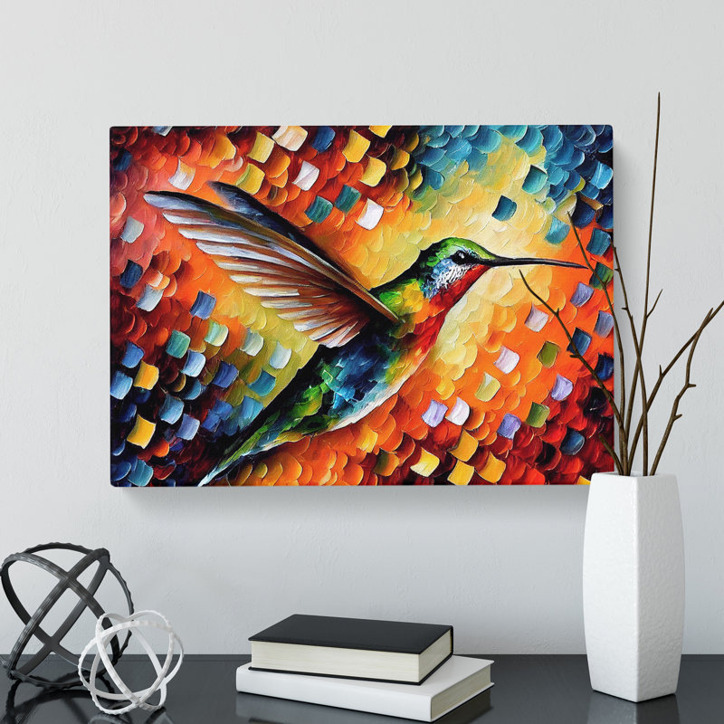 Hummingbird Painting Vol.7 Abstract - Wrapped Canvas, 35cm H x 50cm W x 3cm D