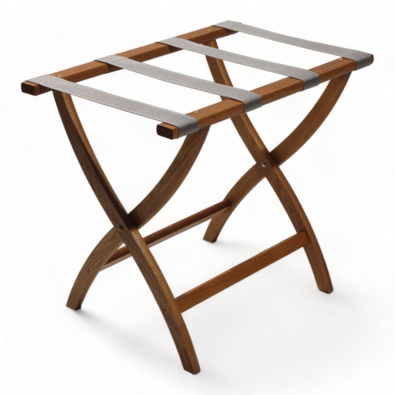 Porte-bagages pliable en bois, Chêne moyen, Gris