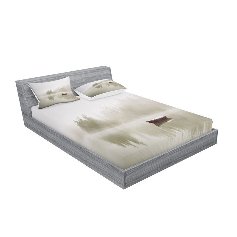 Drap-housse et coussin décoratif gris Ambesonne, coquille d'œuf et orange brun