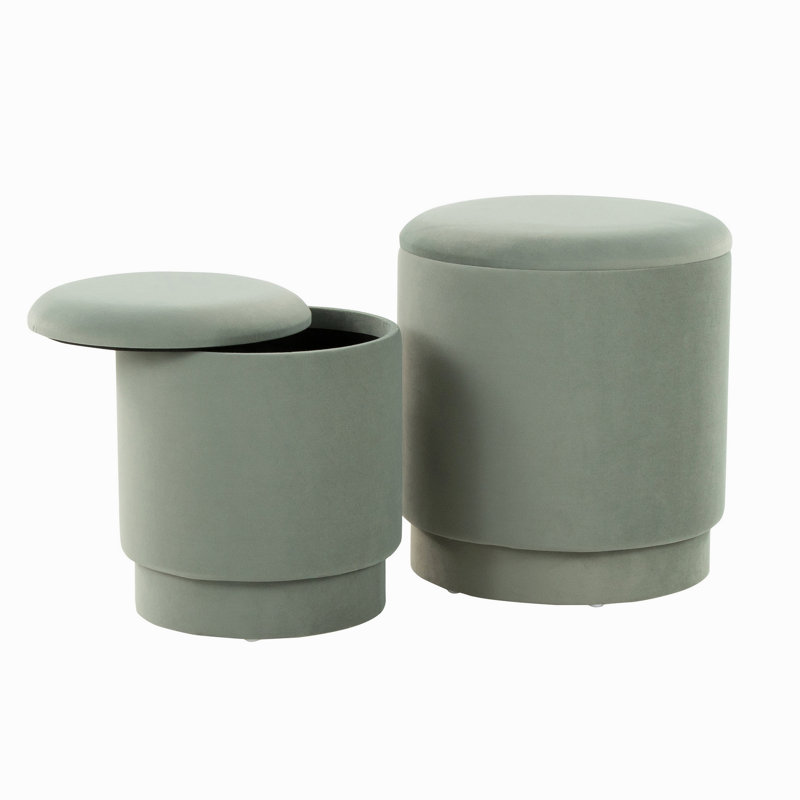 Ensemble de repose-pieds en velours vert clair, Velours, Green