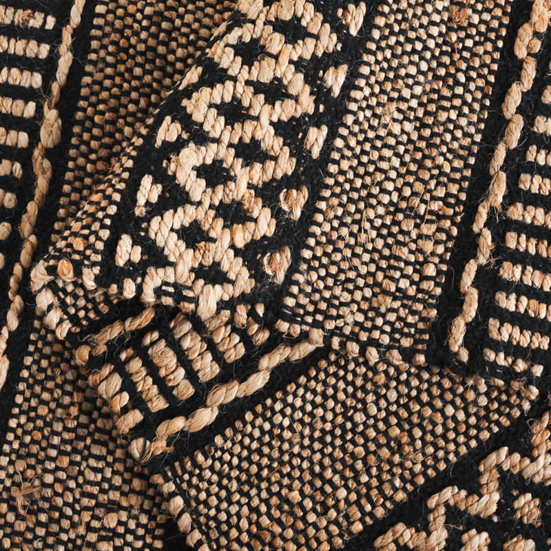 Natural Fiber 123 Hand Woven 50% Jute; 50% Cotton Geometric Shapes Rug, Rectangle 5' x 8'