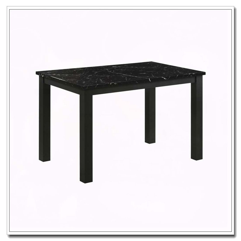 Table de salle à manger rectangulaire en bois imitation marbre noir 1Pc, Noir