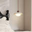 Everdream Craft Modern Natural Stone & Walnut Wood Pendant Light With Opal Acrylic Globe, 10" Diameter