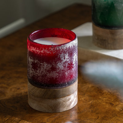 Scented Jar Candle with Solid Wood Holder