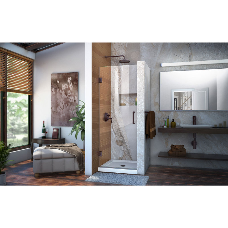 DreamLine Unidoor 25 inch W x 72 inch H Frameless Hinged Shower Door in Oil Rubbed Bronze, Oil Rubbed Bronze, 25"