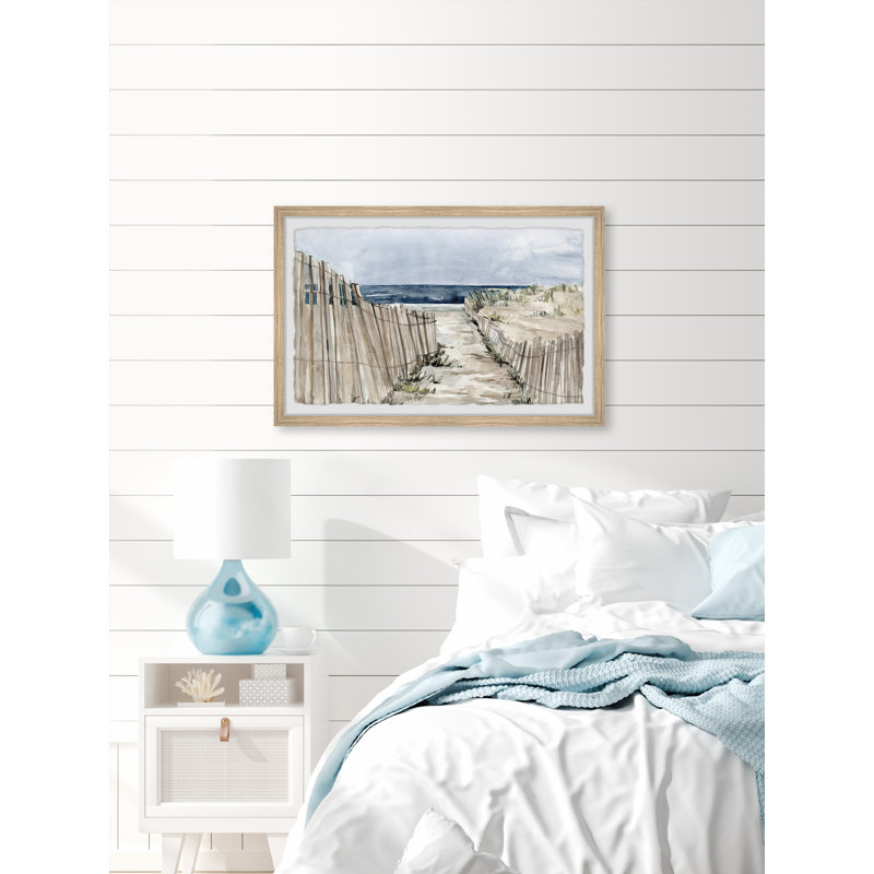 Clôture de plage inclinée - Peinture encadrée, H 16 po x l 24 po x P 1,5 po