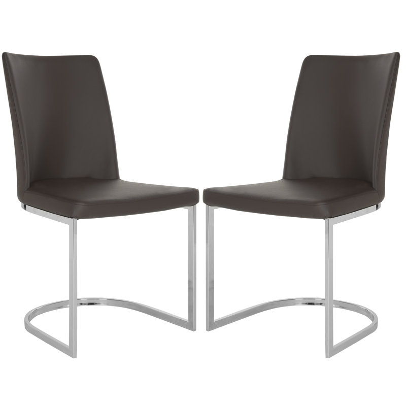 Chaise d'appoint chromée argentée Chromium, PU + Éponge - Marron