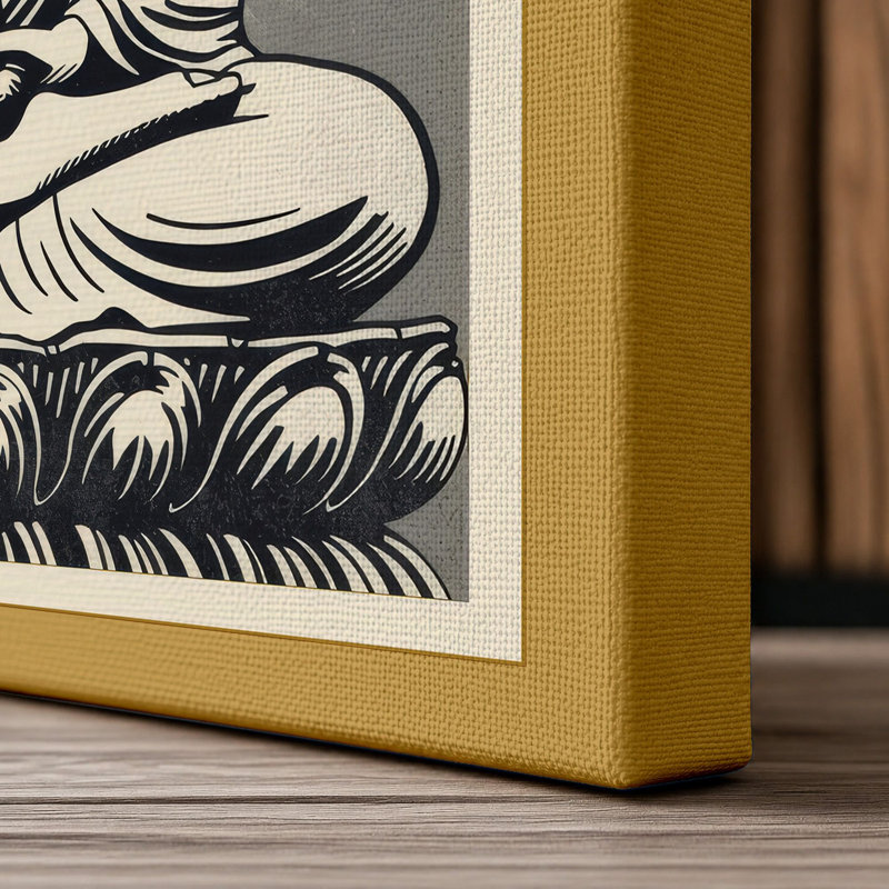 Meditative Buddha Japandi - Wrapped Canvas, 24x16 - 61.0 x 40.6 cm, Ochre Border