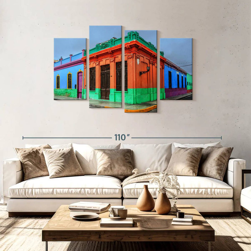 Lilie Callao, maisons colorées, H 48 po x l 75 po