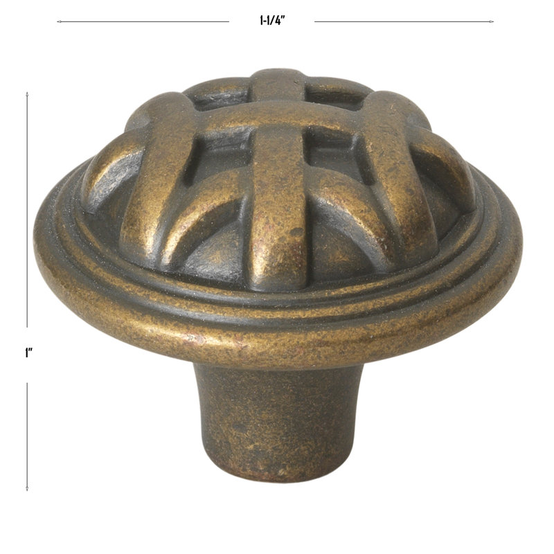 Poignée champignon de diamètre 1 1/4 po, Laiton antique