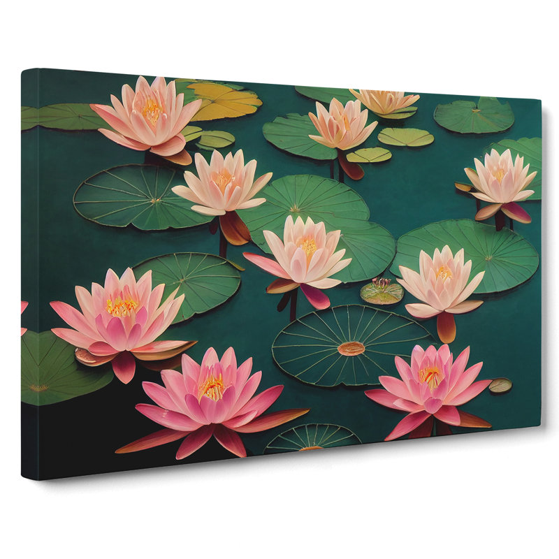 Inspirational Water Lily Pond - Wrapped Canvas, 40cm H x 60cm W x 3cm D