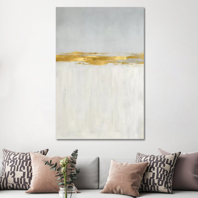Linear Gold II - reproduction d'art murale - toile tendue, H 60 po x l 40 po, Toile tendue, Ne s’applique pas