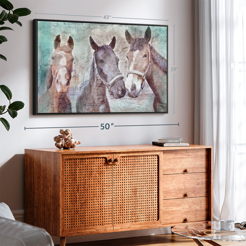 «Three Horses Neigh», reproduction sur toile, H 29 po x l 43 po