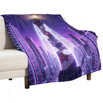 Phare rayé avec jeté en flanelle de luxe, couverture douce et chaude pour le canapé-lit du salon