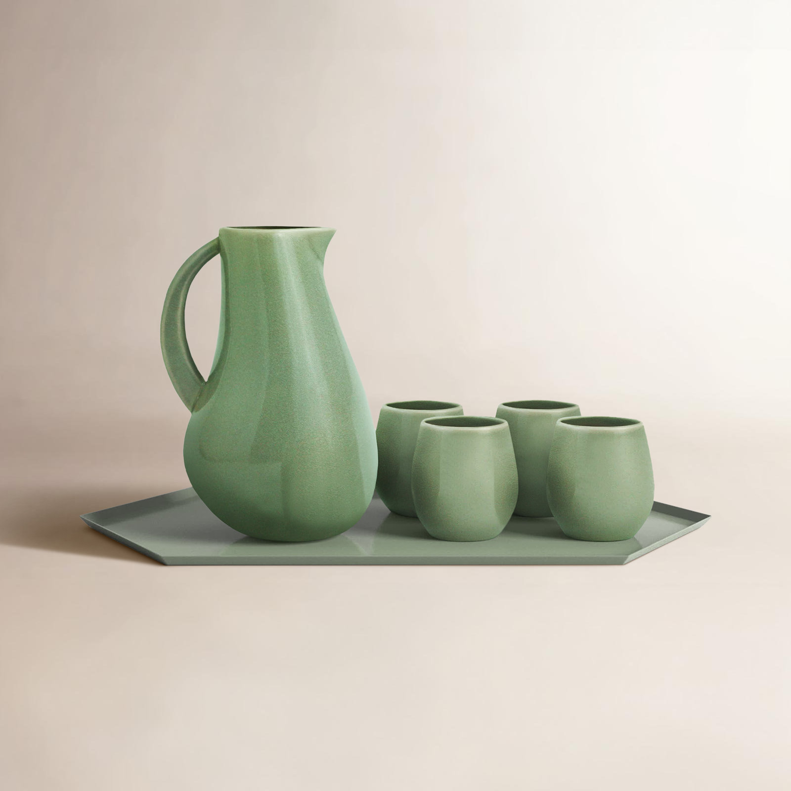 Borgen 5-Piece Goblet and Pitcher Set, Sage