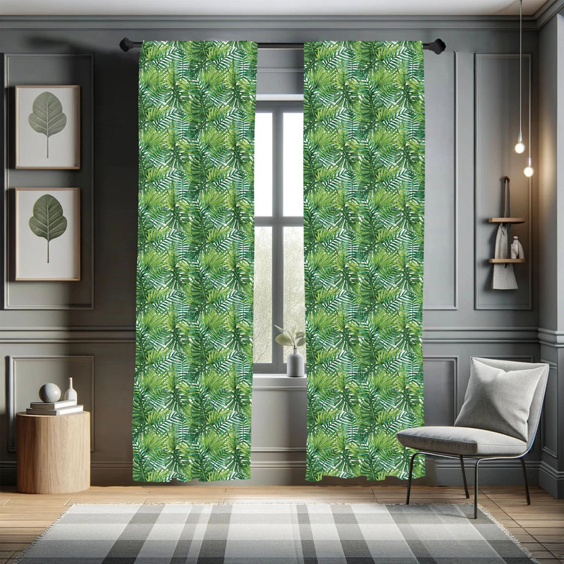 Leaf Semi-Sheer Rod Pocket Curtain Panels, 28" x 84"