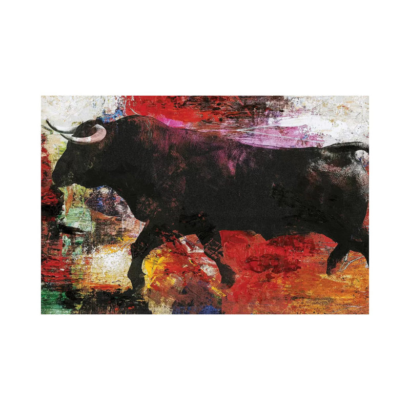 Bull - Print on Canvas, Wrapped Canvas, 20.32cm H x 30.48cm W x 1.91cm D