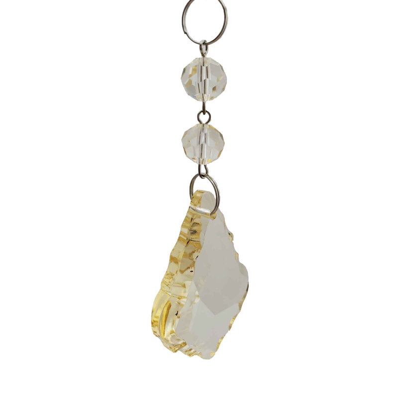 Ornement en forme de feuille de cristal en forme de fleuron, Champagne, H 4 po x l 2 po x P 1,25 po