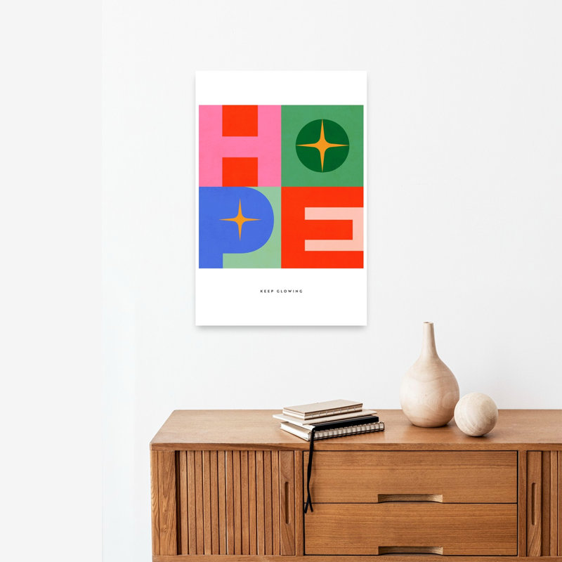 Espoir avec des étoiles, paysage abstrait, audacieux et coloré, impression d'art mural nature, H 24 po x l 16 po