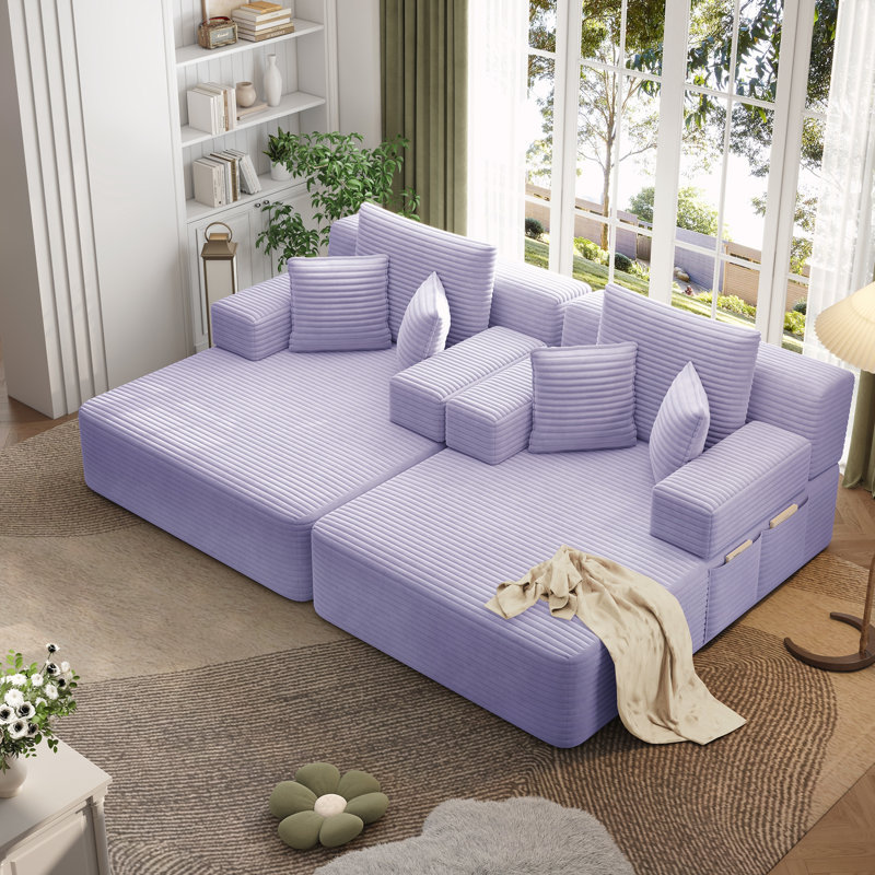 Ensemble de chaise longue surdimensionnée 2 pièces, Mauve