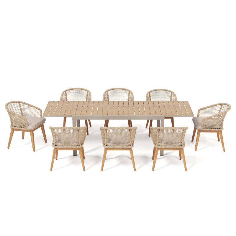 Outdoor 9-piece Extendable Dining Table Set
