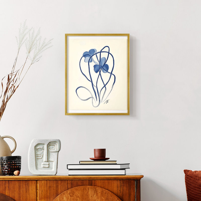 Série FLORAL DCL - reproduction encadrée de qualité supérieure - prête à être accrochée - aucun clou requis, Or