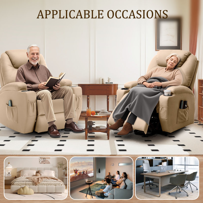 KORSER Power Lift Recliners, Recliner Chair With Heat And Massage For Elderly ,Electric Lift Recliner With Side Pockets And 2 Cup Holders