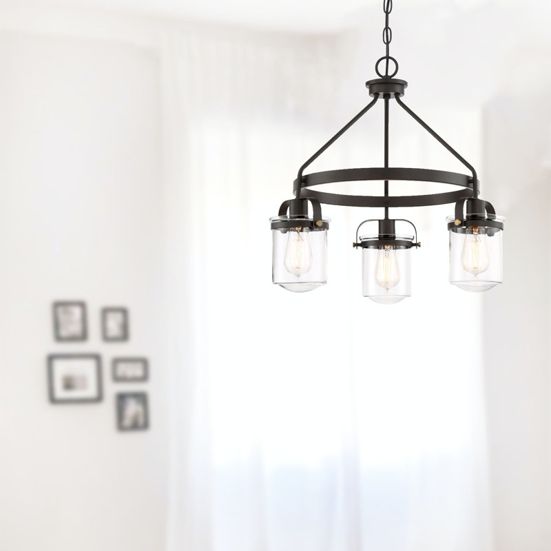 Georgetown 3 - Light Dimmable Wagon Wheel Chandelier