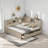 Wood Daybed With Storage Shelves, Sliding Doors And 3 Drawers-563398754