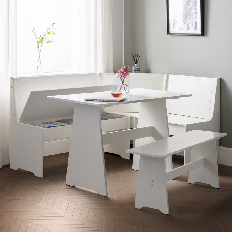 Lief 5 - Person Breakfast Nook Dining Set, White