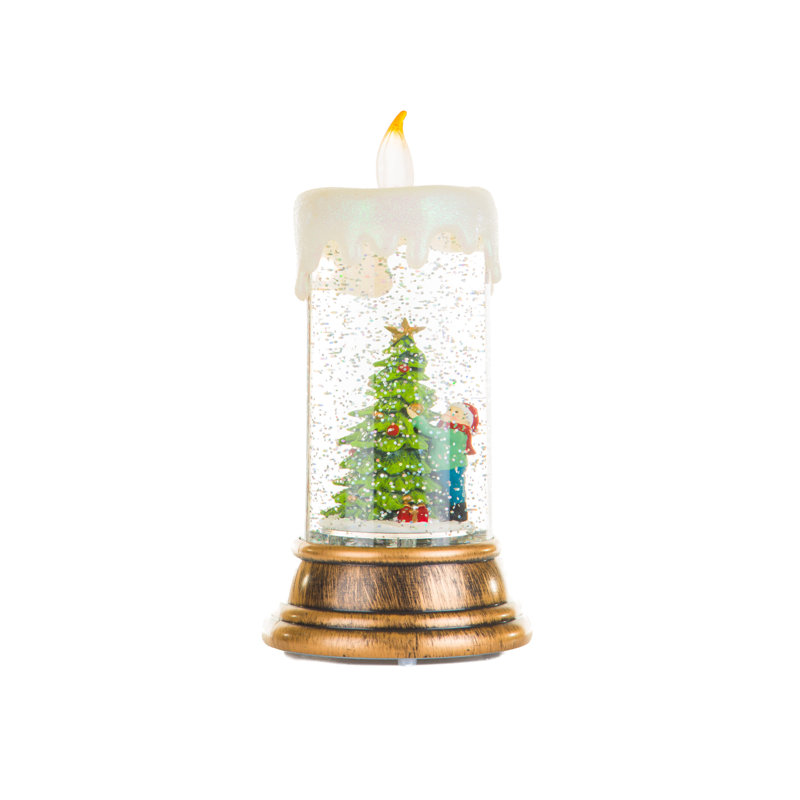 Lantern LED Candle Snow Globe