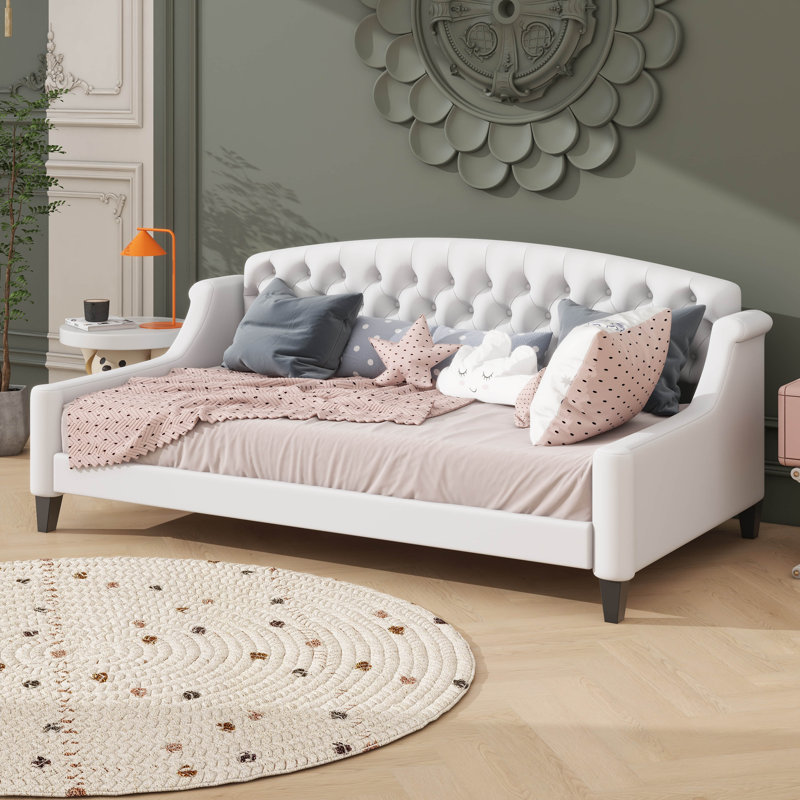 Modern Elegant Daybed Featuring Tufted Button Accents, Beige