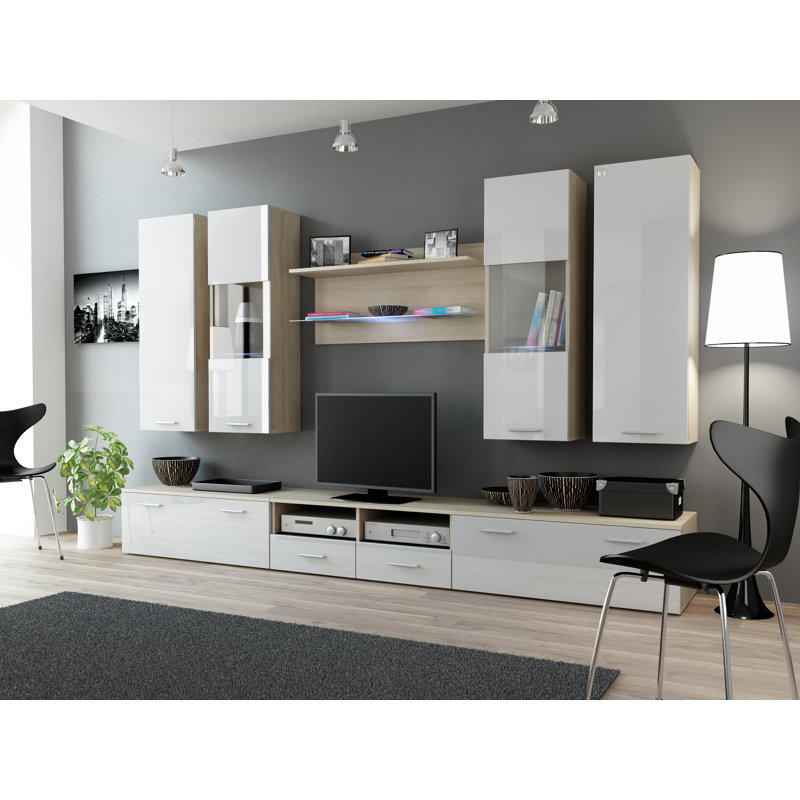 Colgate Unfinished Entertainment Centre for TVs up to 88", Oak Sonoma/White